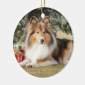 Sable Sheltie Kerstmis Keramisch Ornament (Links)