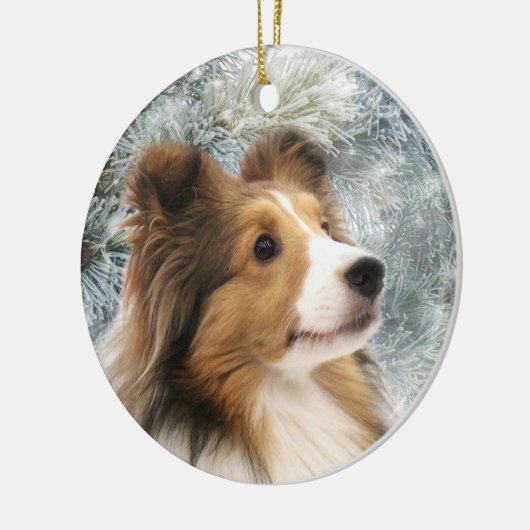 Sable Sheltie Kerstmis Keramisch Ornament (Links)