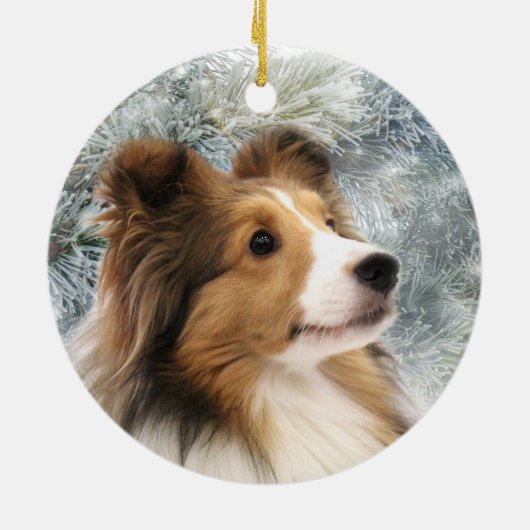 Sable Sheltie Kerstmis Keramisch Ornament (Achterkant)