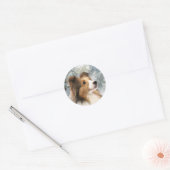 Sable Sheltie Kerstmis Ronde Sticker (Envelop)