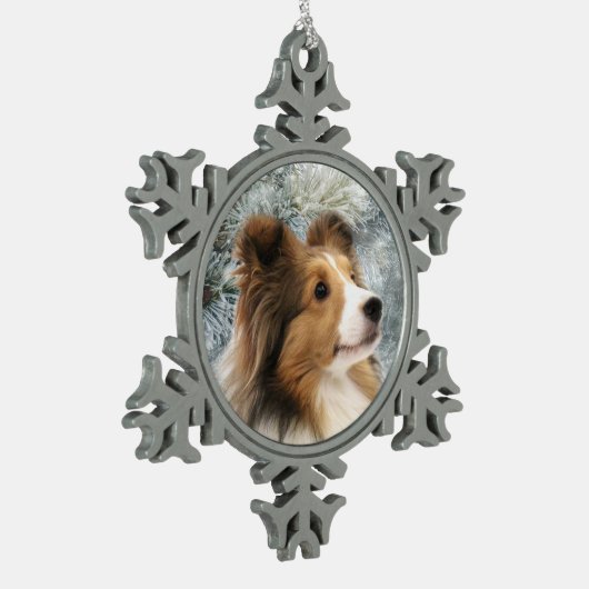Sable Sheltie Kerstmis Tin Sneeuwvlok Ornament (Links)