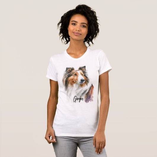 Sable Sheltie Schilderen | Gepersonaliseerd T-shirt (Voorkant volledig)