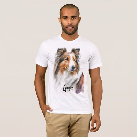 Sable Sheltie Schilderen | Gepersonaliseerd T-shirt (Voorkant volledig)