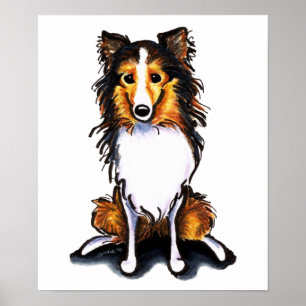 Sable Sheltie Shetland Sheepdog Sit  Poster