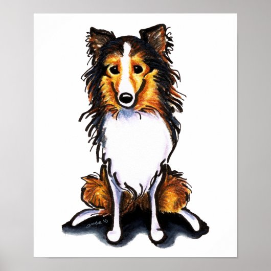 Sable Sheltie Shetland Sheepdog Sit Poster (Voorkant)