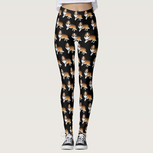Sable Shetland Sheepdog Cartoon Dog Pattern Leggings (Voorkant)