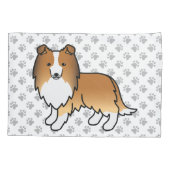 Sable Shetland Sheepdog Cartoon Dog & Paws Kussensloop (Achterkant)