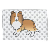 Sable Shetland Sheepdog Cartoon Dog & Paws Kussensloop (Voorkant)