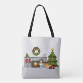 Sable Shetland Sheepdog Dog in een kerstzaal Tote Bag (Achterkant)