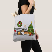 Sable Shetland Sheepdog Dog in een kerstzaal Tote Bag (Dichtbij)