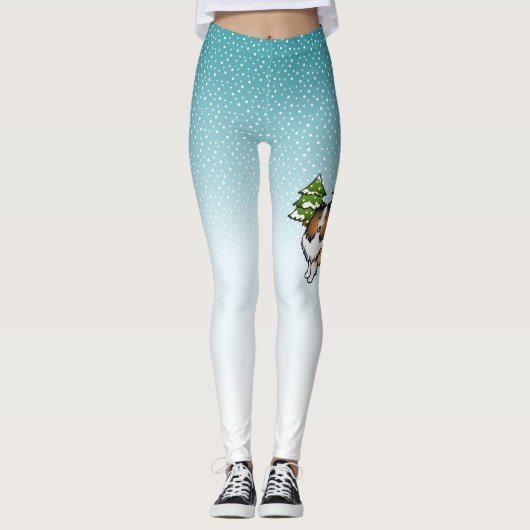 Sable Shetland Sheepdog in a Winter Forest Leggings (Voorkant)