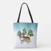 Sable Shetland Sheepdog In Een Winterbos Tote Bag (Achterkant)