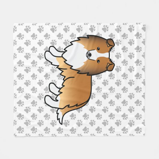 Sable Shetland Sheepdog Sheltie Cartoon Dog Fleece Deken (Voorkant (Horizontaal))