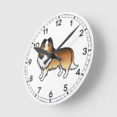 Sable Shetland Sheepdog Sheltie Cartoon Dog Ronde Klok (Hoek)