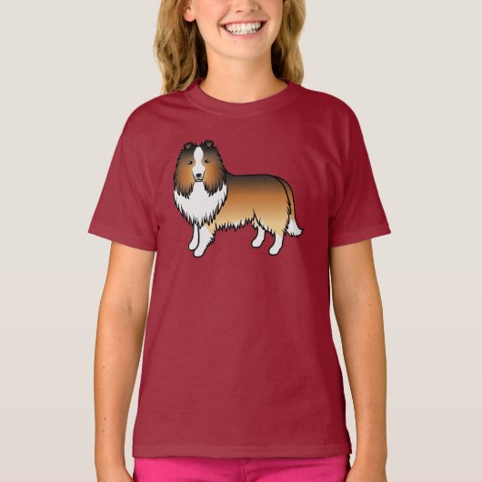 Sable Shetland Sheepdog Sheltie Cartoon Dog T-shirt (Voorkant)