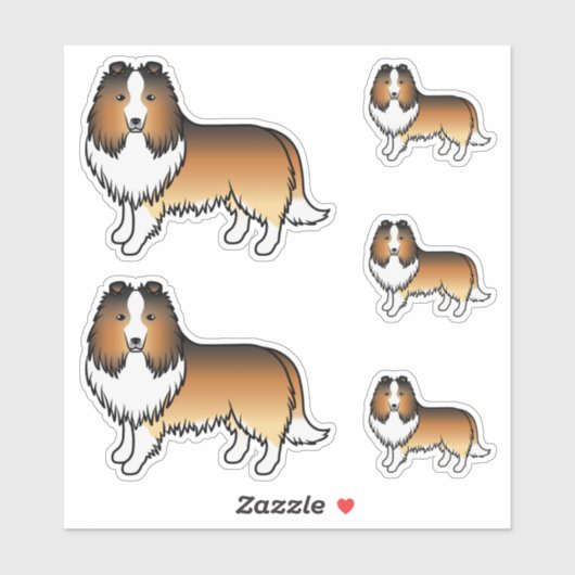 Sable Shetland Sheepdog Sheltie Cartoon Dogs Sticker (Vel)