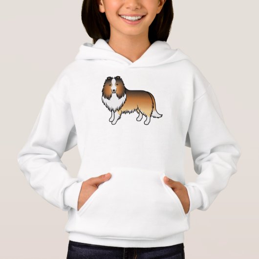 Sable Shetland Sheepdog Sheltie Cartoon Hond (Voorkant)