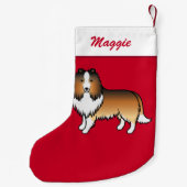 Sable Shetland Sheepdog Sheltie op Red & Name Kleine Kerstsok (Achterkant)