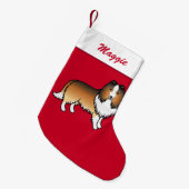Sable Shetland Sheepdog Sheltie op Red & Name Kleine Kerstsok (Voorkant (Hangend))