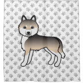 Sable Siberian Husky Cute Cartoon Dog Douchegordijn (Voorkant)