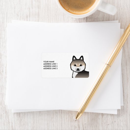 Sable Siberian Husky Dog & Custom Text Etiket (Insitu)