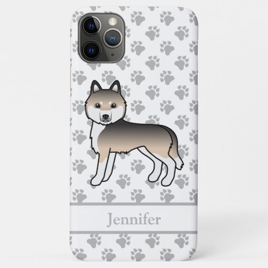 Sable Siberische Husky Cartoon Hond & Naam Case-Mate iPhone Case (Achterkant)