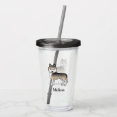 Sable Siberische Husky Hond & Aangepaste Naam Acryl Drinkbeker (Achterkant)