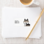 Sable Siberische Husky Hond & Aangepaste Tekst Etiket (Insitu)