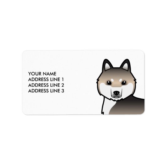 Sable Siberische Husky Hond & Aangepaste Tekst Etiket (Voorkant)