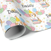 Sable Witte Tibetaanse Terriër Hond Verjaardag Cadeaupapier (Rol Hoek)