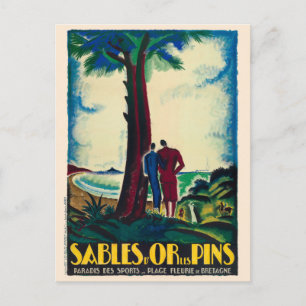 Sables d'Or Les Pins France Vintage Poster 1925 Briefkaart