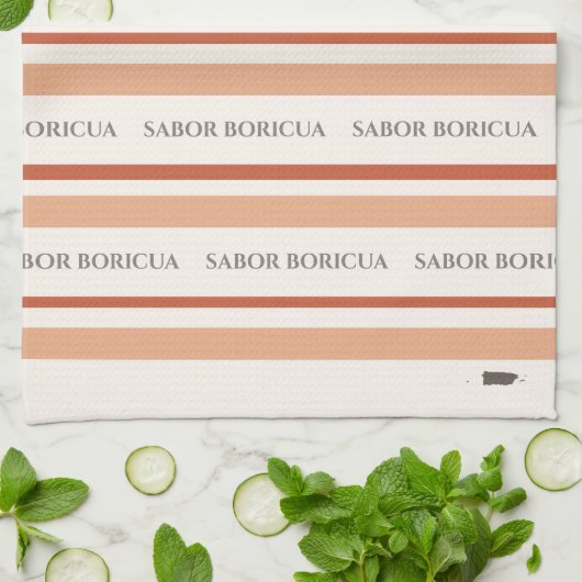 Sabor Boricua gestreepte keukenhanddoek (Gevouwen)