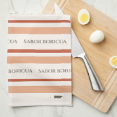 Sabor Boricua gestreepte keukenhanddoek (Quarter Fold)