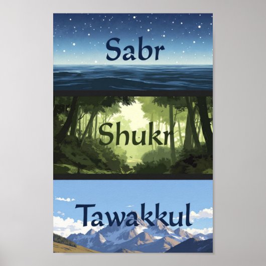 Sabr, Shukr, Tawakkul | Modern Muslim Home Gift Po Poster (Voorkant)