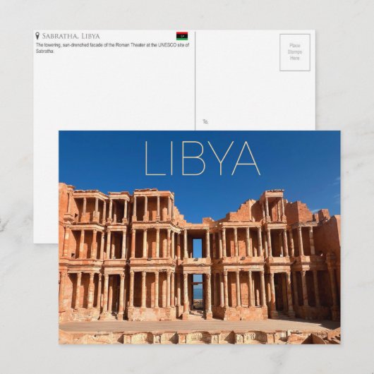 Sabratha, Libië Reisansichtkaart Briefkaart (Voorkant / Achterkant)