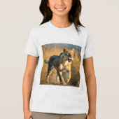 Sabre-Toothed Spotted Lioness Ambush – Predator vs Tri-Blend Shirt (Voorkant)