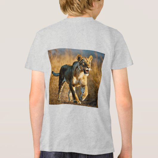 Sabre-Toothed Spotted Lioness Ambush – Predator vs Tri-Blend Shirt (Achterkant)