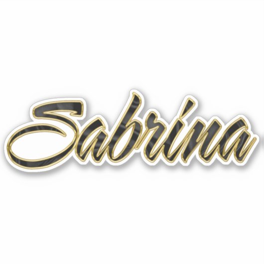 Sabrina black gold Lettering Aufkleber Sticker (Voorkant)