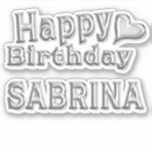 Sabrina Happy Birthday silver Aufkleber Sticker (Voorkant)