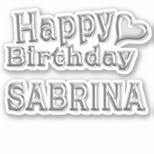 Sabrina Happy Birthday silver Aufkleber Sticker (Voorkant)