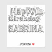 Sabrina Happy Birthday silver Aufkleber Sticker (Vel)