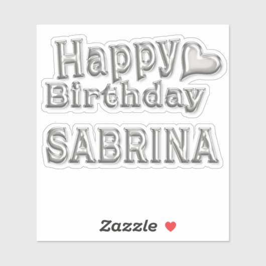 Sabrina Happy Birthday silver Aufkleber Sticker (Vel)
