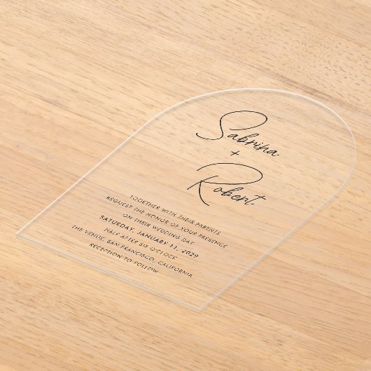 Sabrina Modern Huwelijksuitnodiging Acryl Uitnodigingen (Laagn)
