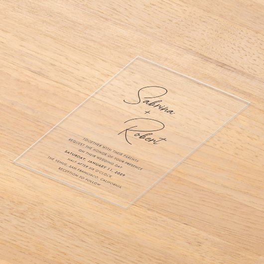 Sabrina Modern Huwelijksuitnodiging Acryl Uitnodigingen (Laagn)