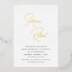Sabrina Modern Huwelijksuitnodiging Folie Uitnodiging