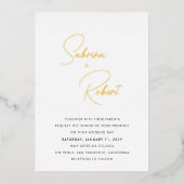 Sabrina Modern Huwelijksuitnodiging Folie Uitnodiging (Voorkant)