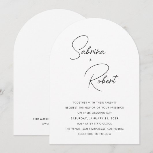 Sabrina Modern Huwelijksuitnodiging Kaart (Voorkant / Achterkant)