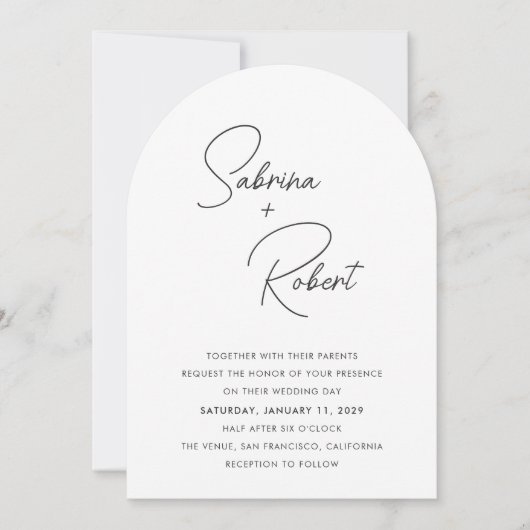 Sabrina Modern Huwelijksuitnodiging Kaart (Voorkant)