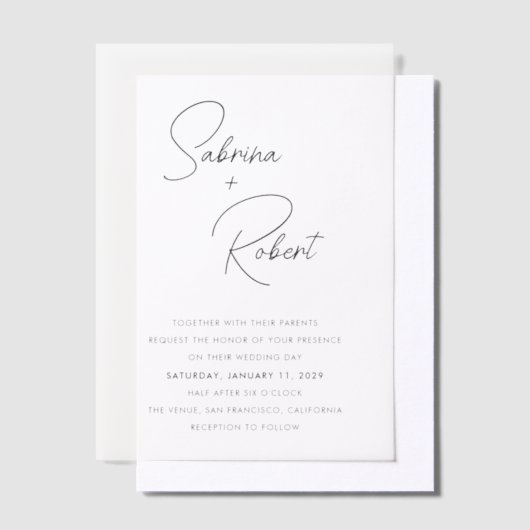 Sabrina Modern Huwelijksuitnodiging Vellum Uitnodigingen (Offset)