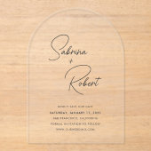 Sabrina Modern Wedding Save the Date Acryl Uitnodigingen (Voorkant)